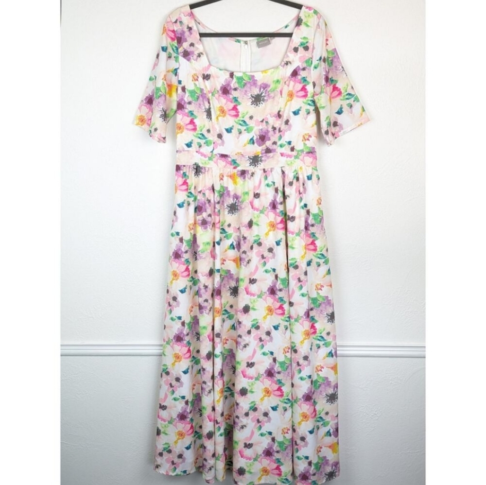 Eshakti Dress Maxi Floral Garden Party Spring Summer Cottagecore White Size L